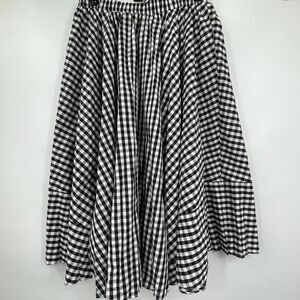 Anthropologie Sunday in Brooklyn Black White Gingham Check Flare Skirt Large NWT